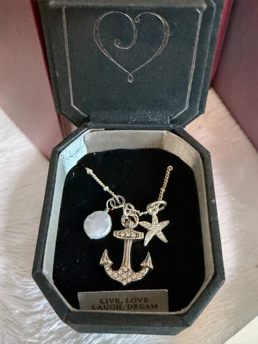 Brighton Silver Anchor, Starfish & Pearl Charm Necklace - Picture 3 of 4